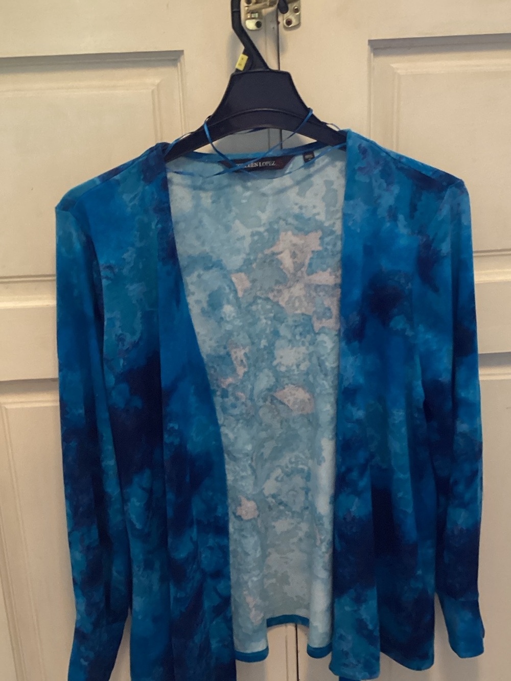 Colleen Lopez Blue Tie-Dye Open Front Cardigan
